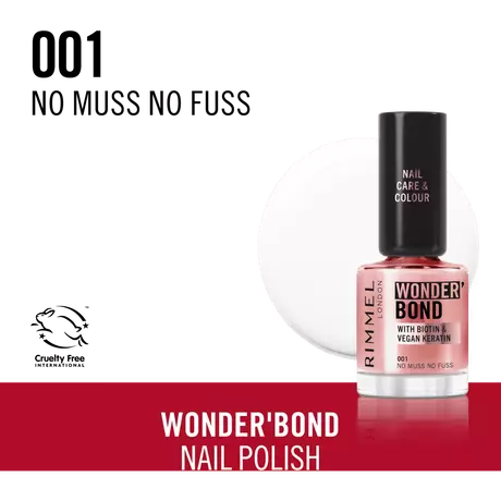 Rimmel London Wonder'Bond Care+Color Nagellak Roze 001 No Muss No Fuss
