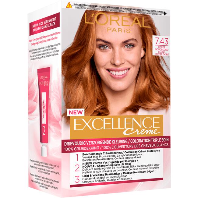 L'Oréal Paris Excellence Crème Verzorgende Crèmekleuring 7.43 Koper Goudblond