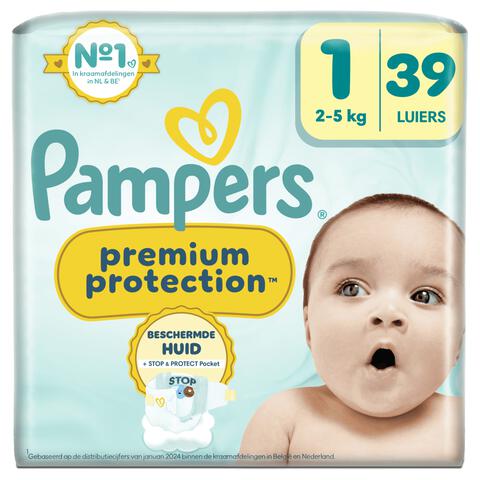 Pampers Premium Protection Luiers Maat 1 2-5 KG 39 Stuks