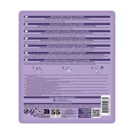 L'Oréal Paris Revitalift Filler Glass Skin Hydrogel Glow Mask 1 Stuk