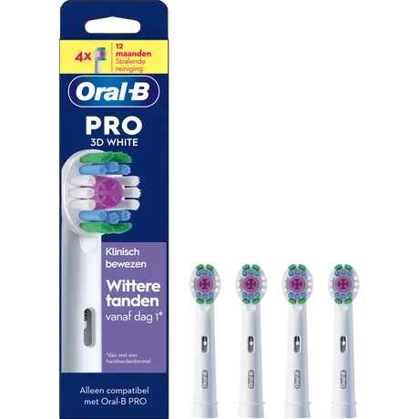 Oral-B 3D White Opzetborstels Wit 4 Stuks