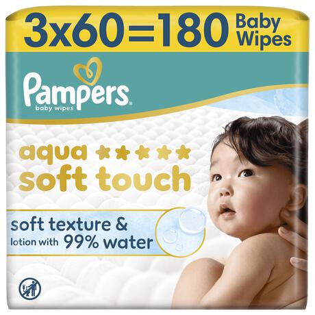 Pampers Aqua Soft Touch Billendoekjes 3x60 stuks