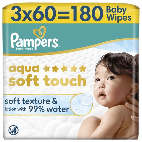 Pampers Aqua Soft Touch Billendoekjes 3x60 stuks