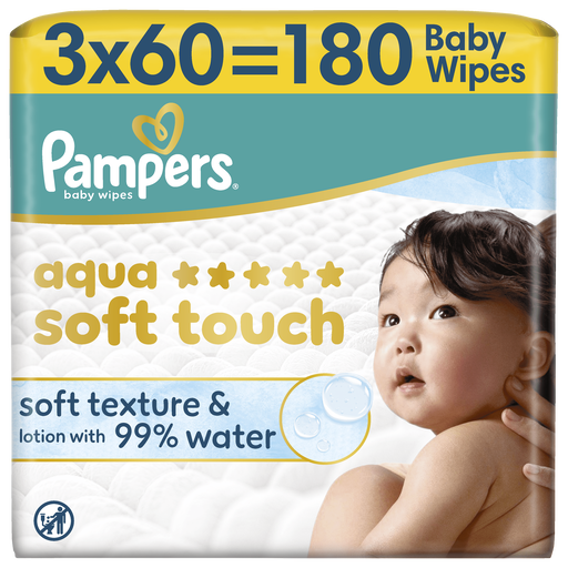 Pampers Aqua Soft Touch Billendoekjes 3x60 stuks