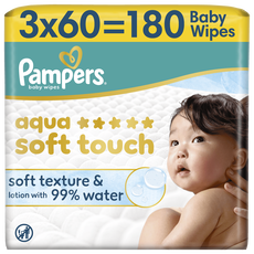 Pampers Aqua Soft Touch Billendoekjes 3x60 stuks