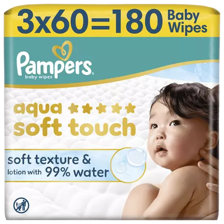 Pampers Aqua Soft Touch Billendoekjes 3x60 stuks