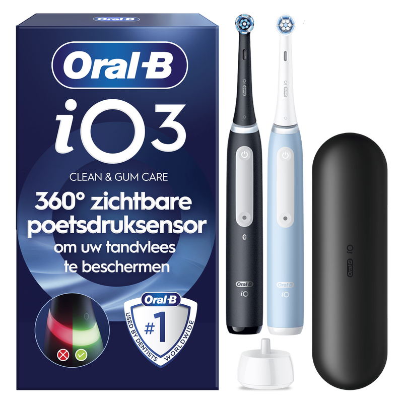 Oral-B iO 3 Zwart & Blauw Duo Elektrische Tandenborstels