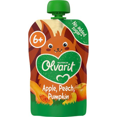 Olvarit Knijpfruit Appel Perzik Pompoen 6+ Maanden 100 gram