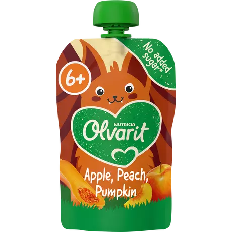 Olvarit Knijpfruit Appel Perzik Pompoen 6+ Maanden 100 gram