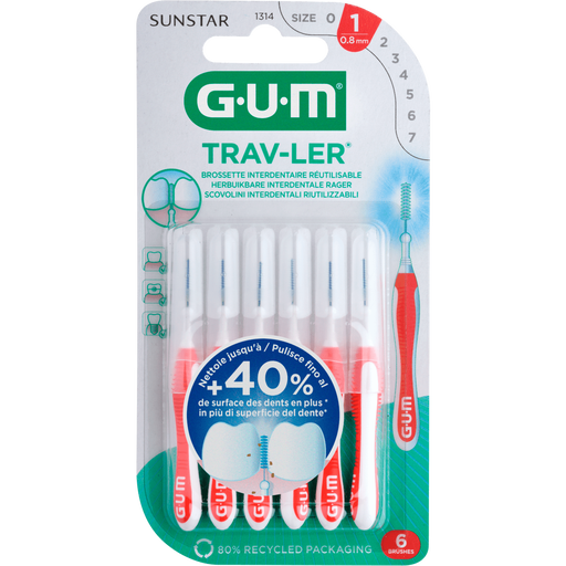 GUM® Trav-Ler Ragers Rood 0,8 mm 6 stuks