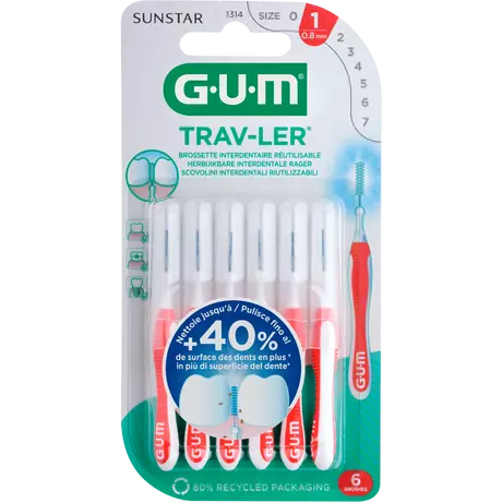 GUM® Trav-Ler Ragers Rood 0,8 mm 6 stuks