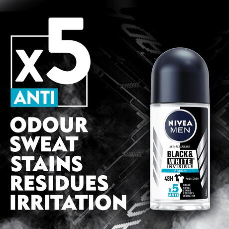 NIVEA MEN Black & White Invisible Fresh Deodorant Roller 50 ML