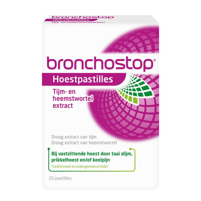 Bronchostop Hoestpastilles bij Vastzittende Hoest of Keelpijn 20 Stuks