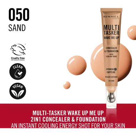 Rimmel London Multi-Tasker Wake Me Up Concealer en Foundation 050 Sand