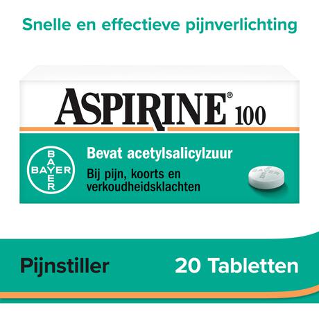 Aspirine 100 mg helpt bij pijn 20 tabletten