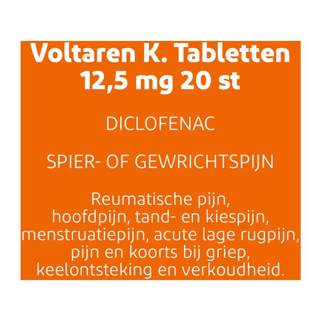 Voltaren K 12,5 MG Pijnstiller Filmomhulde Tabletten Diclofenac-Kalium 20 stuks