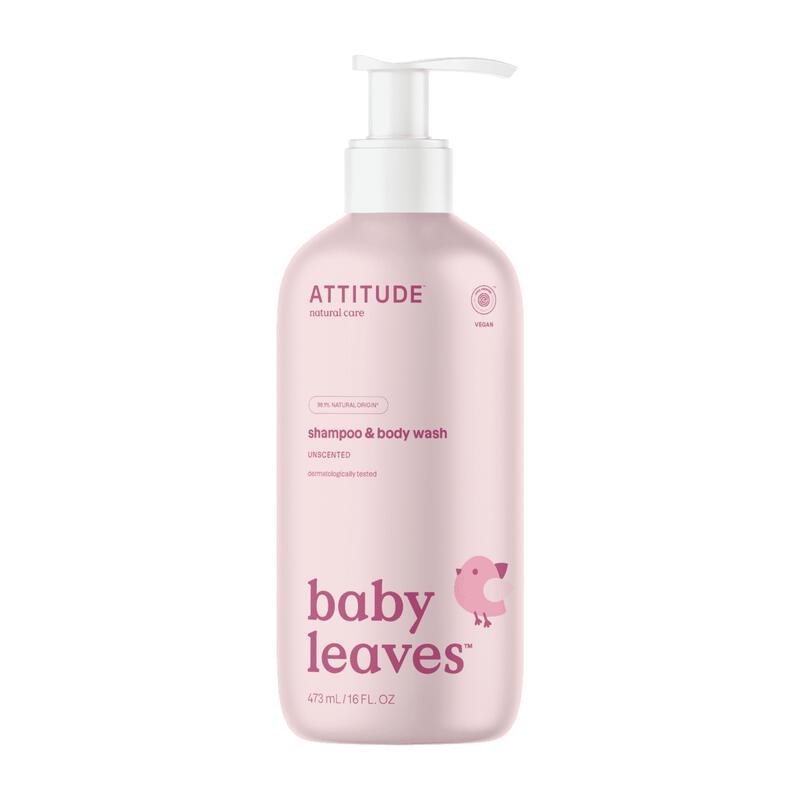 ATTITUDE Baby Leaves 2-in-1 Unscented Shampoo & Body Wash 473 ML
