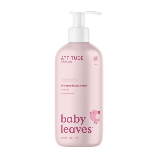 ATTITUDE Baby Leaves 2-in-1 Unscented Shampoo & Body Wash 473 ML