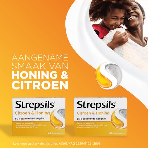 Strepsils Citroen & Honing Zuigtabletten 24 Stuks