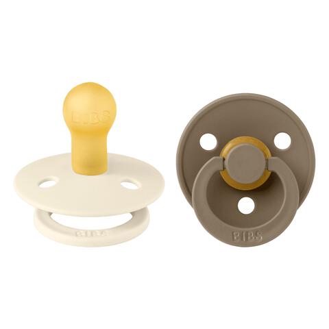 BIBS Fopspeen Two Pack Natuurlijk Rubber Ivory/Dark Oak Maat 1