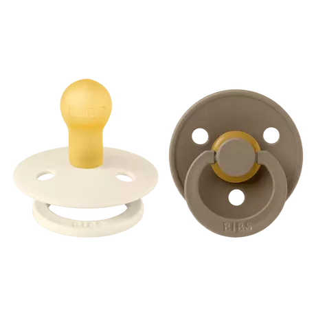 BIBS Colour Fopspeen Rond Latex Maat 1 Ivory/Dark Oak 2 stuks