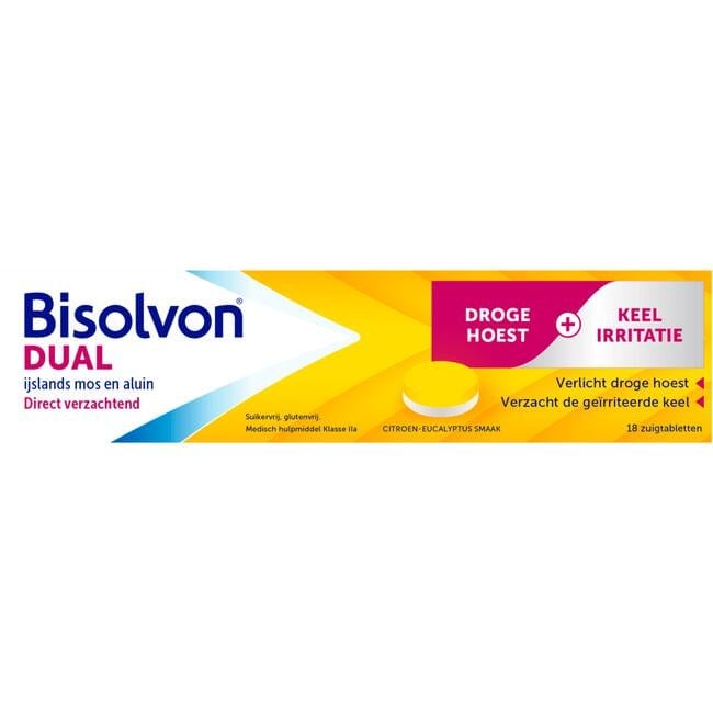 Bisolvon Dual Zuigtabletten Bij Droge Hoest En Keelirritatie 18 Zuigtabletten