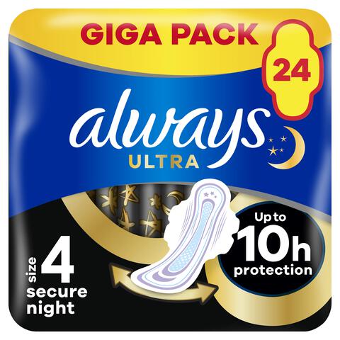 Always Maandverband Ultra Secure Night Wings Giga Pack 24 stuks