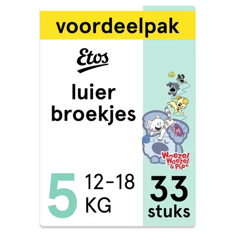 Etos Woezel & Pip Luierbroekjes Junior Maat 5 12-18 kg Voordeelpak 33 stuks