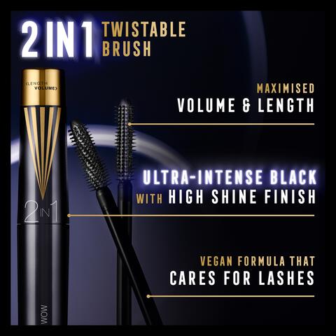 Max Factor Masterpiece 2In1 Lash Wow Mascara 03 Midnight Black