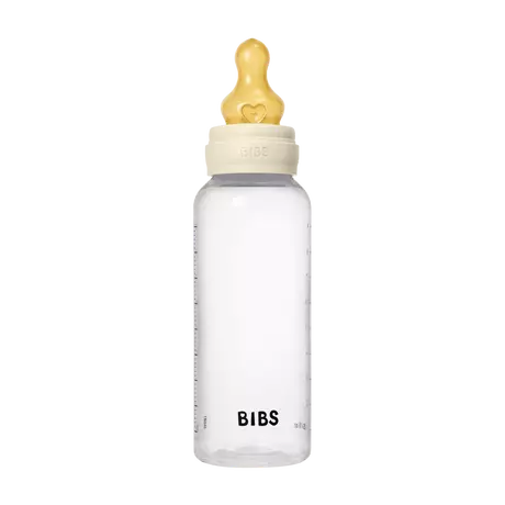 BIBS Babyfles Medium Flow Latex Ivory incl. opvouwbaar trechtertje 270 ML
