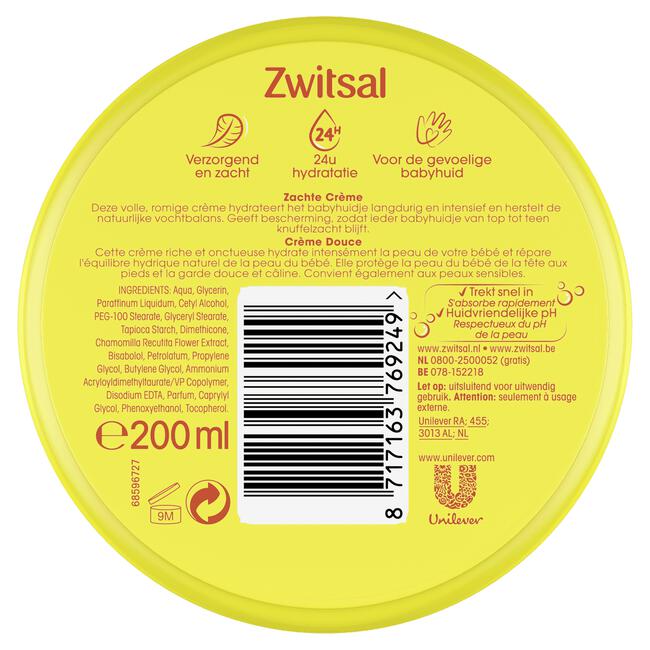 Zwitsal Baby Zachte Crème Huidverzorging 200 ML