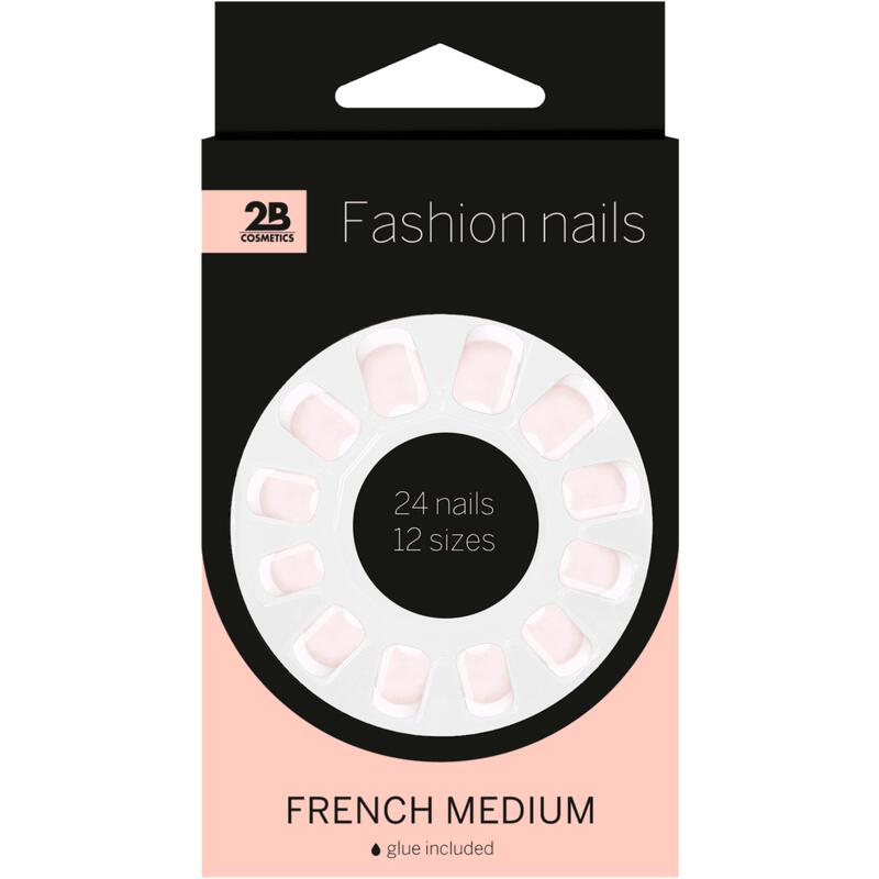 2B Fashion Nails Kunstnagels French Medium 24 stuks