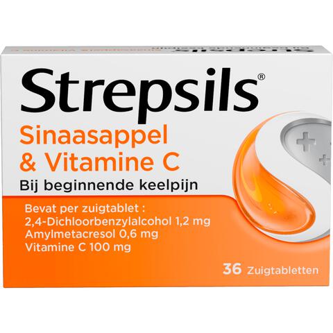 Strepsils Sinaasappel & Vitamine C Zuigtabletten 36 Stuks