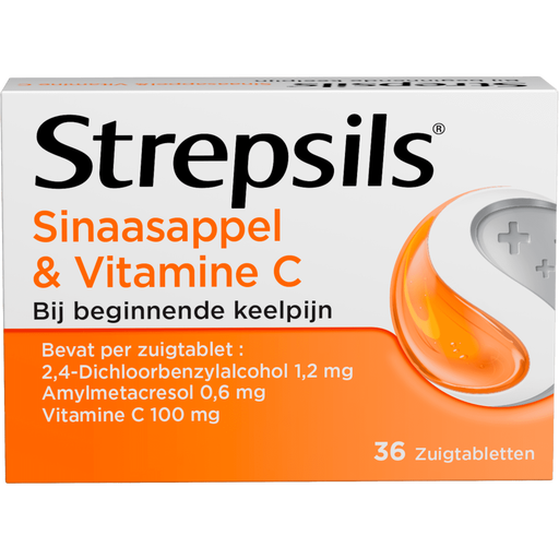 Strepsils Sinaasappel & Vitamine C Zuigtabletten 36 Stuks