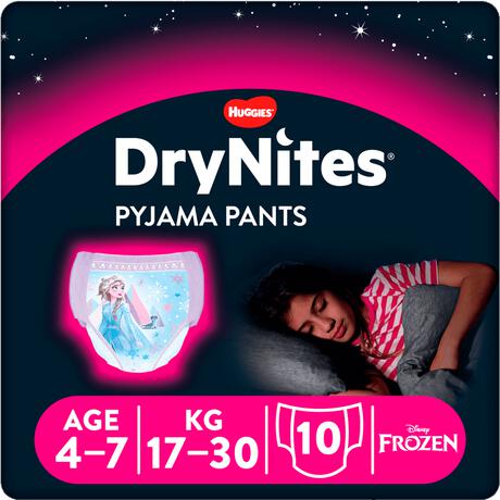 DryNites Frozen Luierbroekjes Meisjes 4 Tot 7 Jaar (17 - 30 kg) 10 stuks