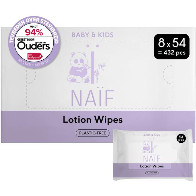 Naïf Plasticvrije Lotion Billendoekjes 8x54 stuks