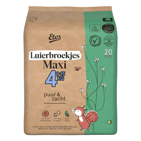 Etos Puur & Zacht Luierbroekjes Maxi Maat 4 9-15 kg 20 stuks