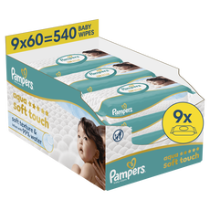 Pampers Aqua Soft Touch Billendoekjes 9x60 Stuks
