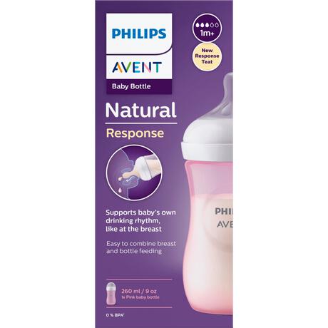 Philips Avent Natural Response Babyfles Roze 1+ maanden 260 ML
