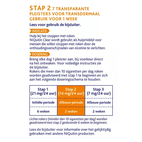NiQuitin Clear Nicotine Pleisters Stoppen met roken 14 mg