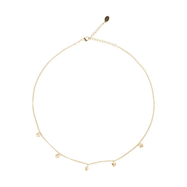 BiSjU Jewellery Ketting met Klaver en Dots Gold Plated Stainless Steel