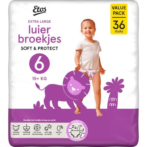 Etos Luierbroekjes Extra Large Maat  6 15+ kg Value Pack 36 stuks