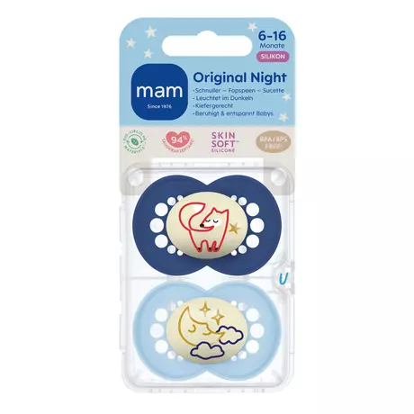 MAM Original Fopspeen Night 6-16 Maanden Blauw 2 stuks&nbsp;