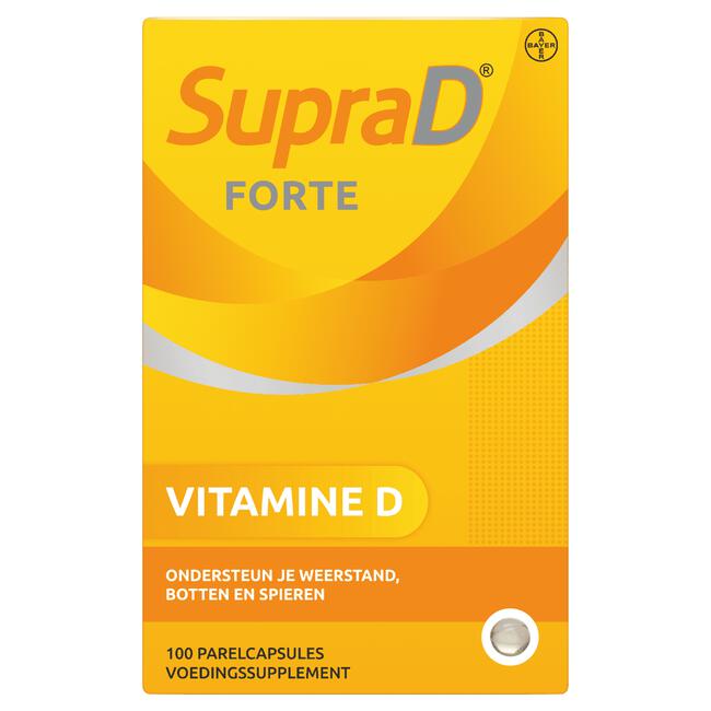 Supra D Forte, vitamine d voor sterke botten en spieren 100 parelcapsules