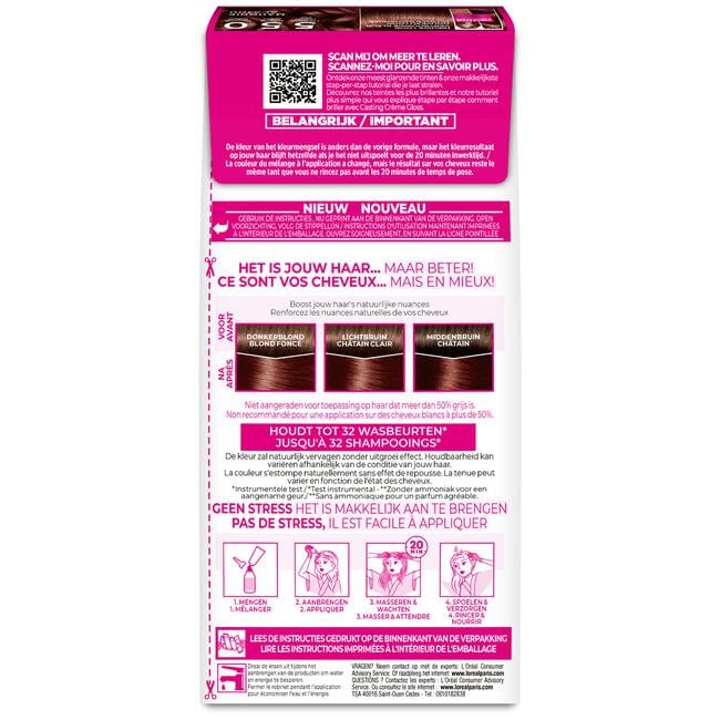 L'Oréal Paris Casting Crème Gloss Haarverf 550 Licht Mahoniebruin