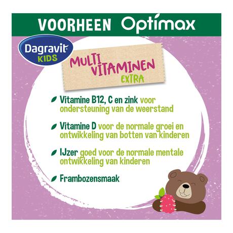 Dagravit Natural Kids Multi Framboos Hooggedoseerd 60 Dragees