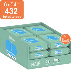 Naïf Plasticvrije Water Billendoekjes 8x54 stuks