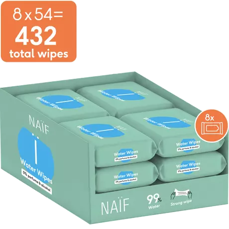 Naïf Plasticvrije Water Billendoekjes 8x54 stuks