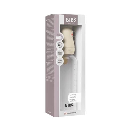 BIBS Babyfles 270 ML Ivory met Latex speen en opvouwbaar trechtertje