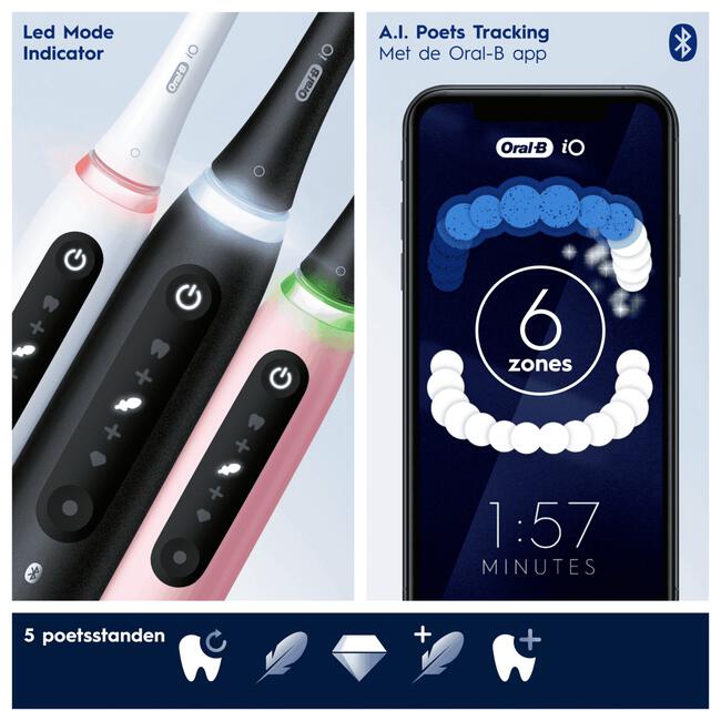 Oral-B iO 5 Zwart & Wit 2 Elektrische Tandenborstels By Braun